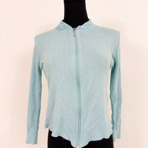 BABY BLUE 90S ZIP UP SWEATER KNIT